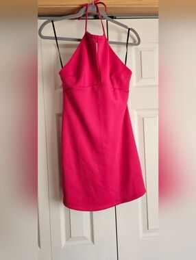 Women's Hot Pink Halter Dress